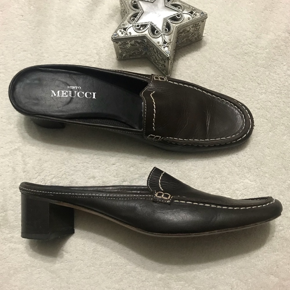 SESTO MEUCCI Dark Brown Clogs Mules Slides 7.5 M